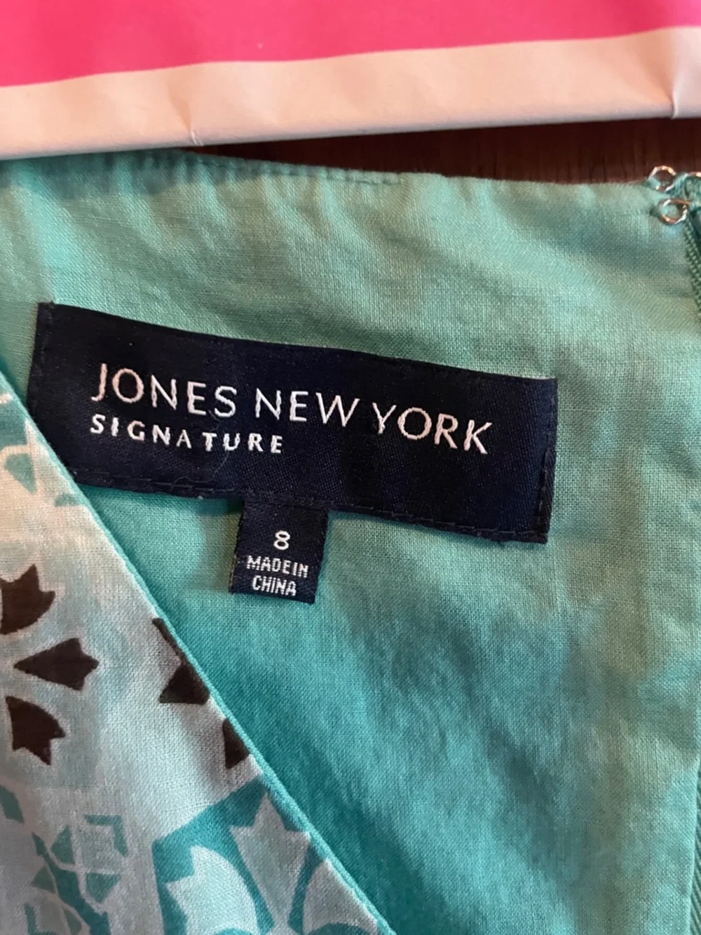 New York & Company Mint Green and White Printed Sleeveless Midi Dress - Picture 3 of 3